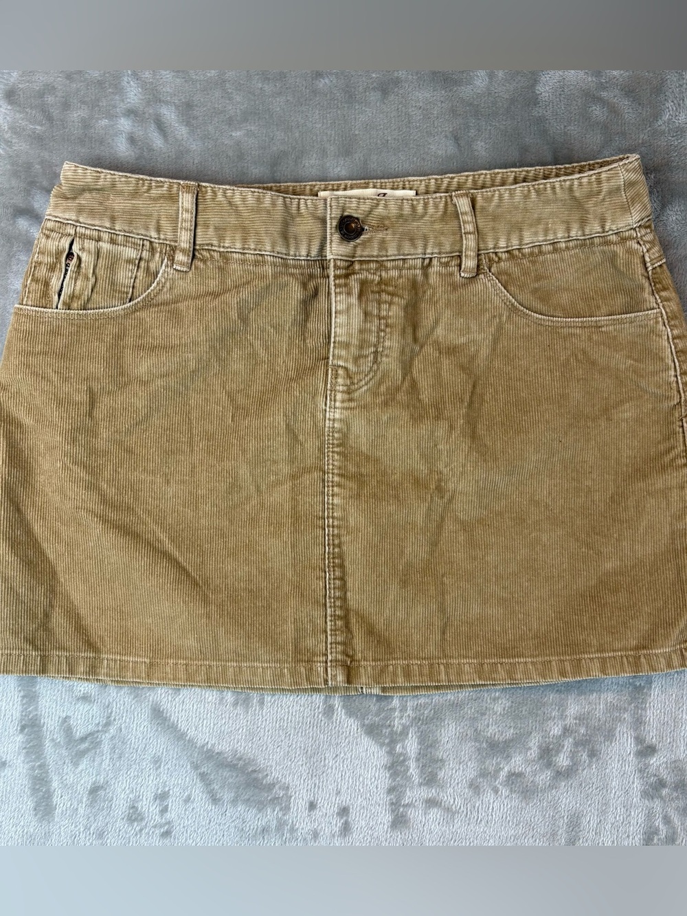 Vintage 90s/Y2K London Jean Corduroy Mini Skirt - Tan / Khaki Sz 4